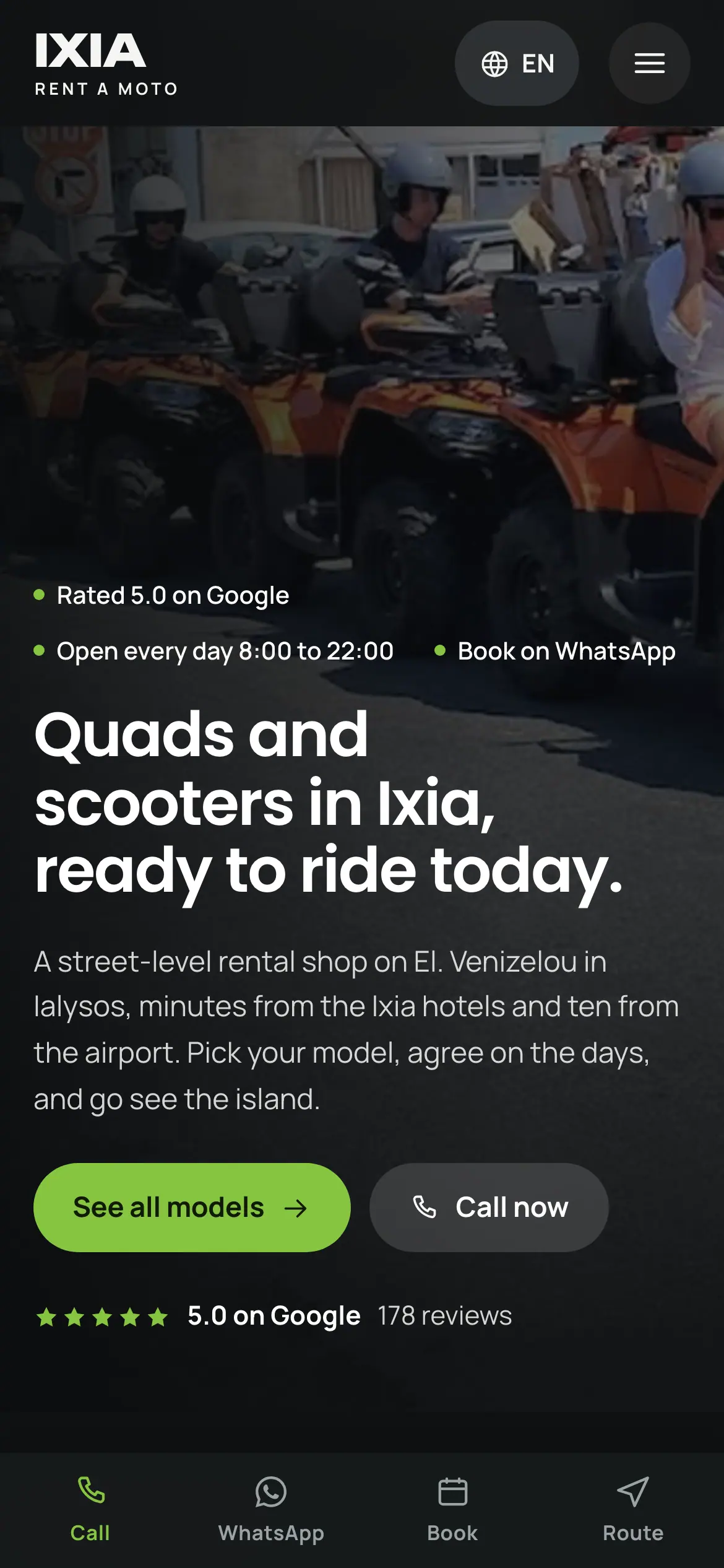 Ixia Rent A Moto, On mobile