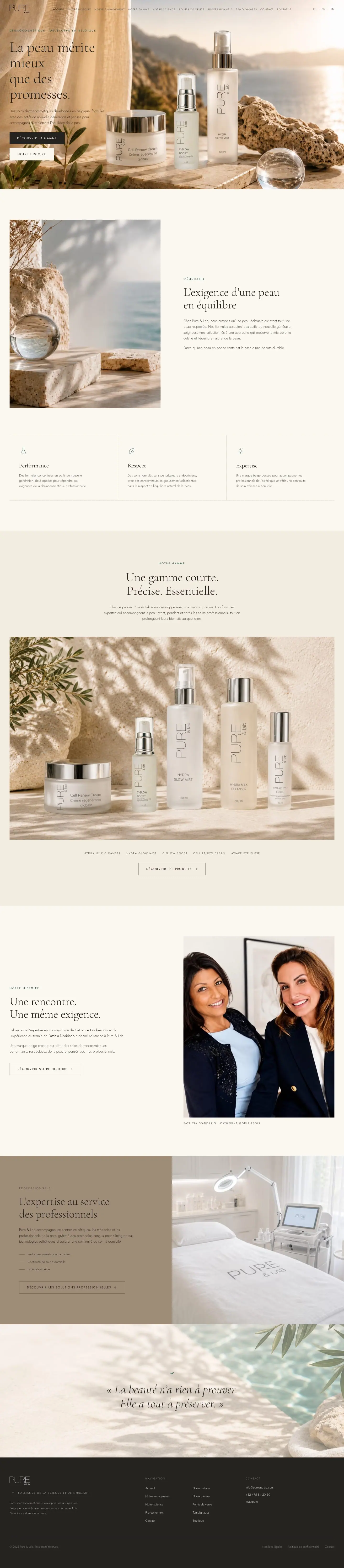 Pure & Lab, The full page