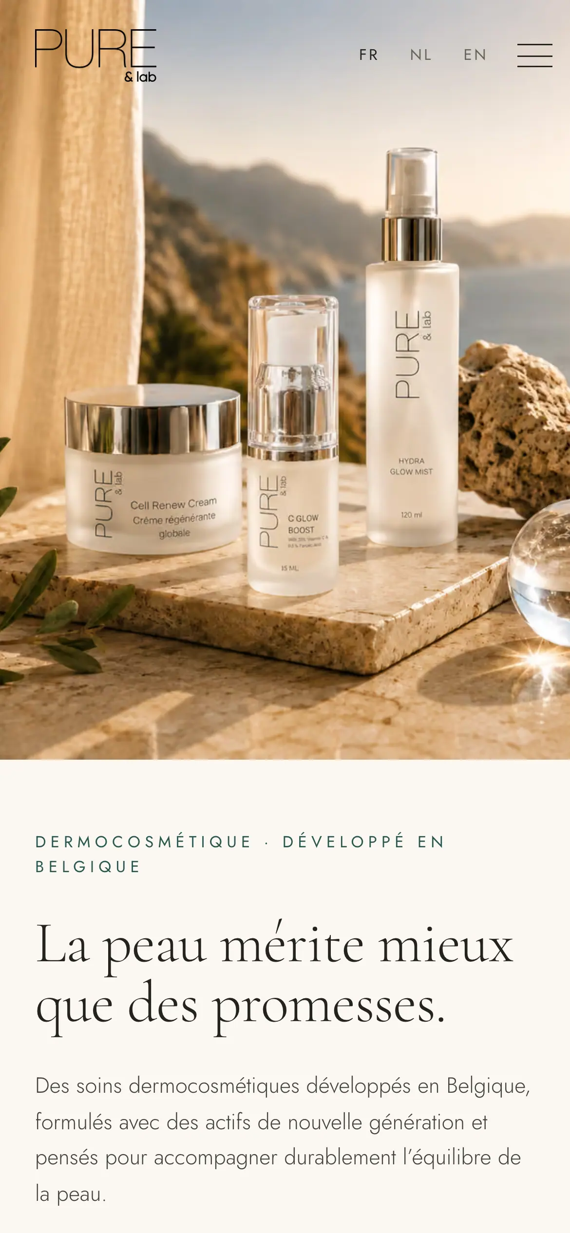 Pure & Lab, On mobile
