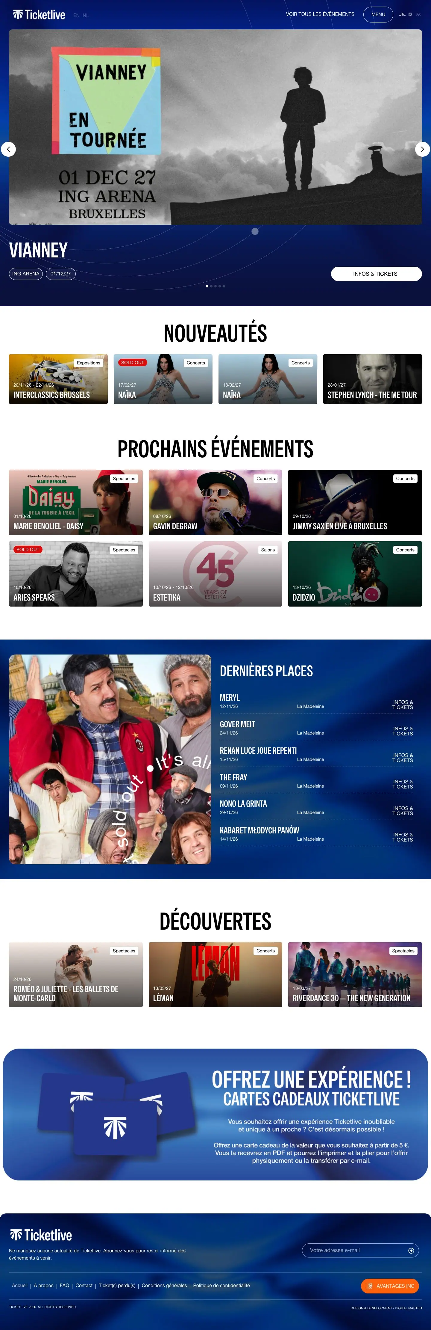 Ticketlive, The full page